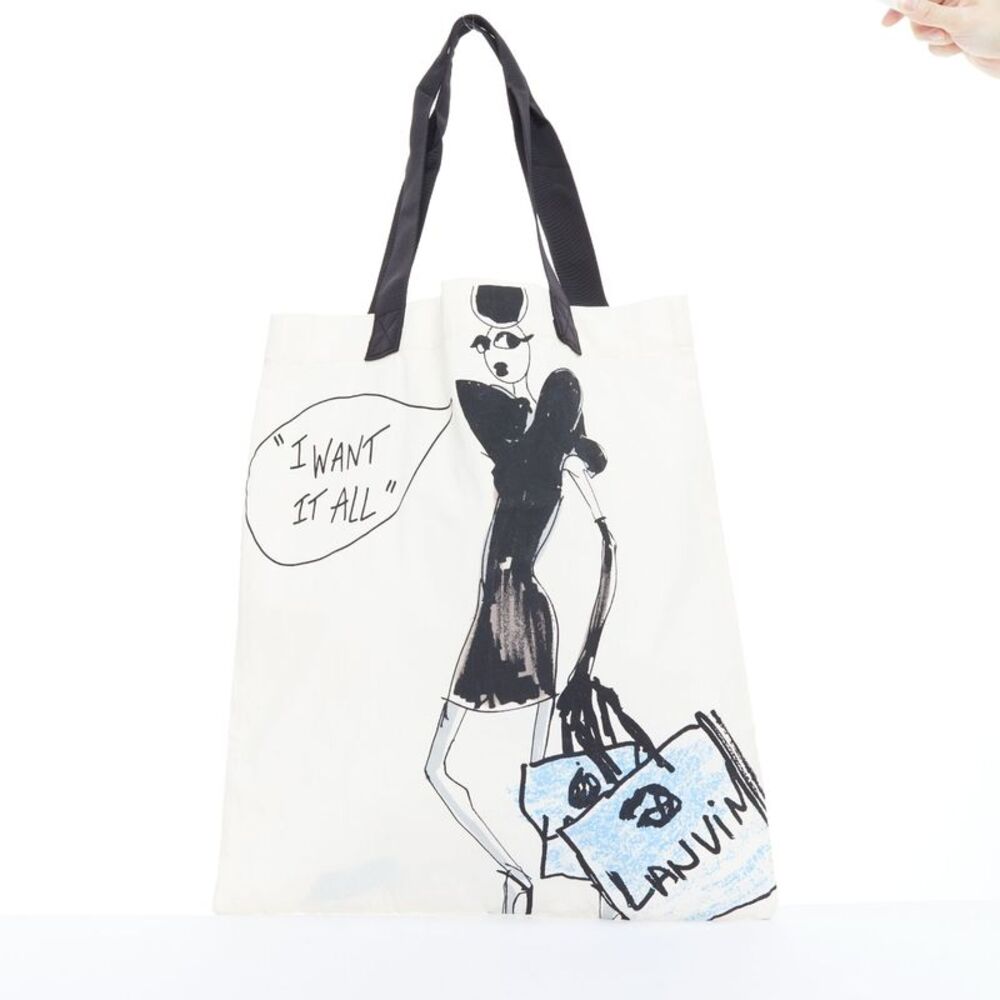 Lanvin Fashion Sketch Printed Canvas Tote Bag